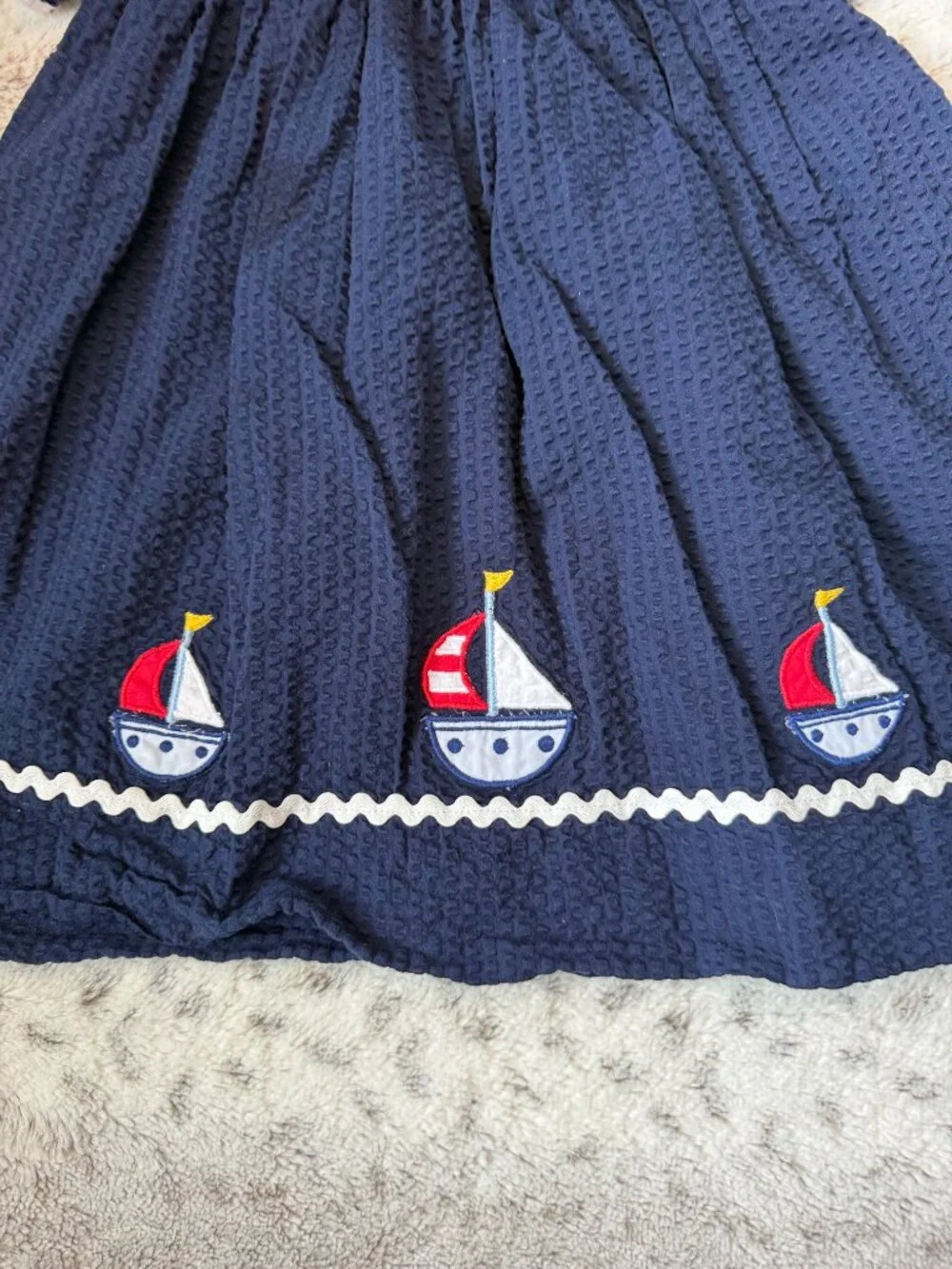 Petit Ami navy sailboat dress baby girls 24 months red white and blue nautical